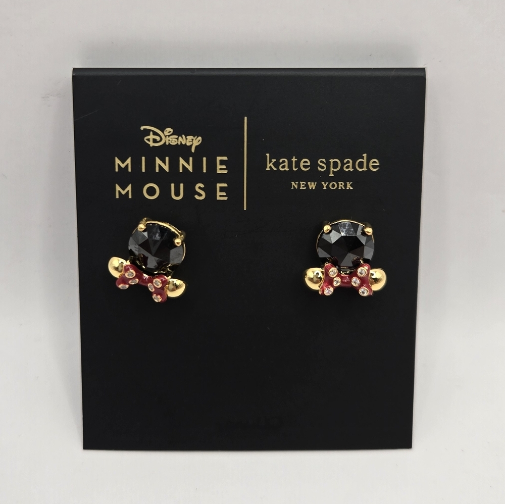 NEW Kate Spade Disney Minnie Mouse Earrings with Black and Red Accents